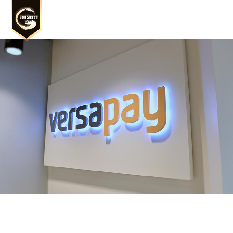 Halo effect acrylic metal backlit signs office lobby backlit signs channel letters business signage