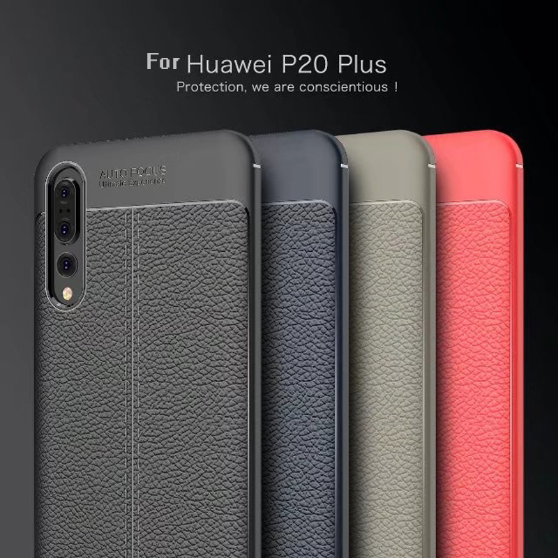 Hot Sell Litchi pattern Soft Tpu case for Huawei P20 Plus Cover