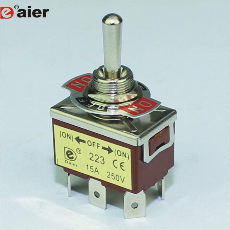 15A 250V (ON)-OFF-(ON) Spring Return 6Pin Toggle Switch DPDT Momentary