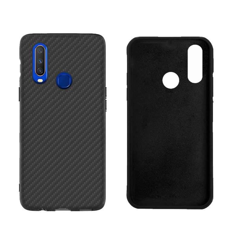 Matte Finish Carbon Fiber Textured Light Thin Shock Absorbing Bumper Skin hard case for Vivo Y15