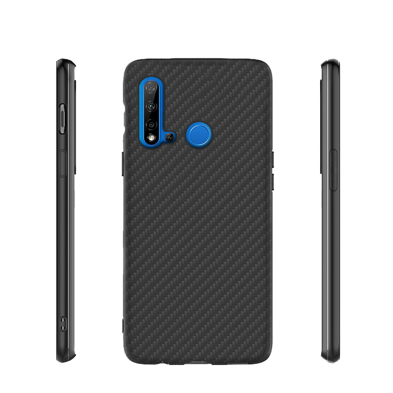 Matte Finish Carbon Fiber Textured Light Thin Shock Absorbing Bumper Skin hard case for Huawei Nova 5i