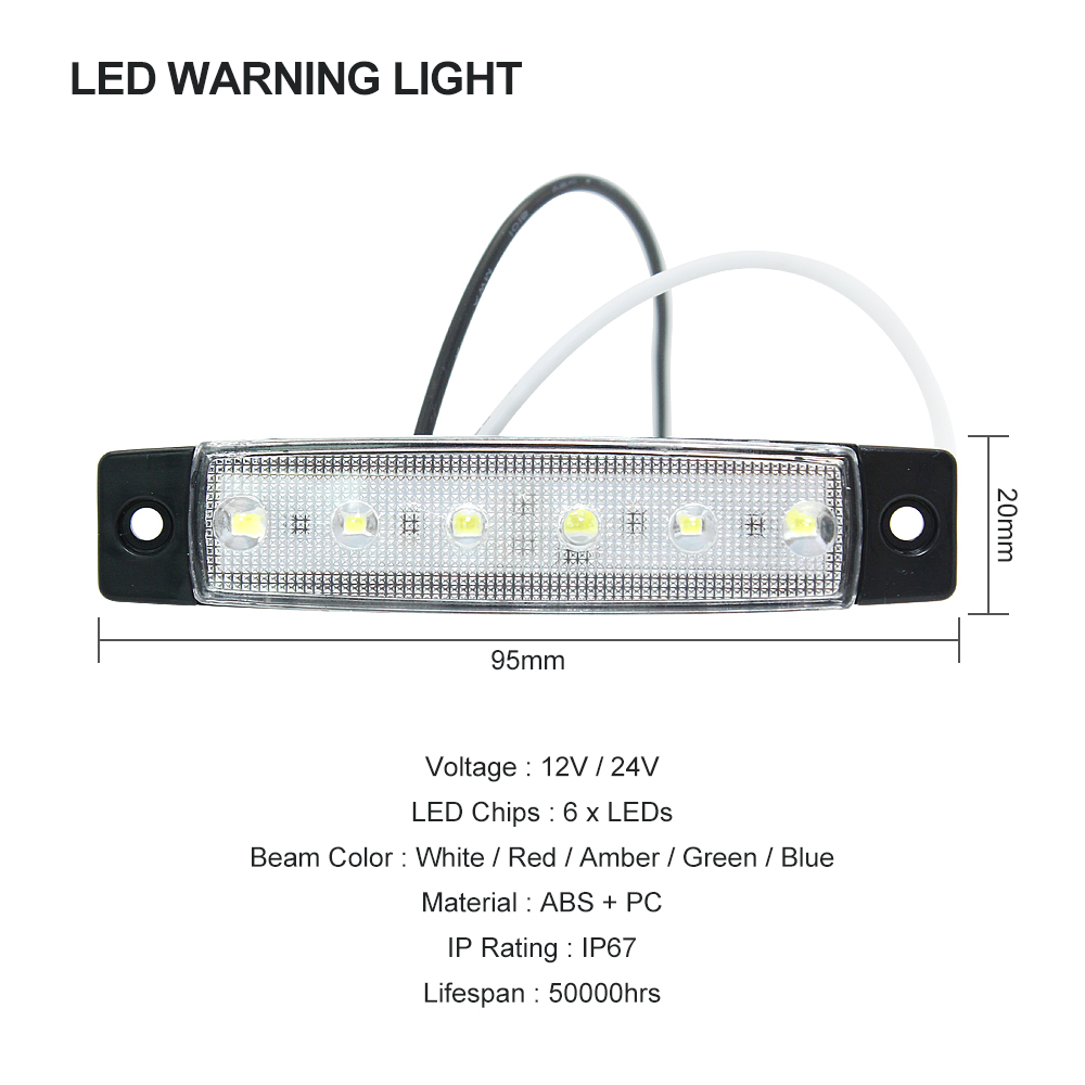 12V /24V 6 LED SMD Auto Car Bus Truck Trailer Lorry Side Brake Signal Lamp Blinker Light Marker Lights Indicator Light