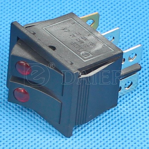 6PIN Double Pole KCD2 t85 Rocker Switch 16A 250VAC With Dot Illuminated