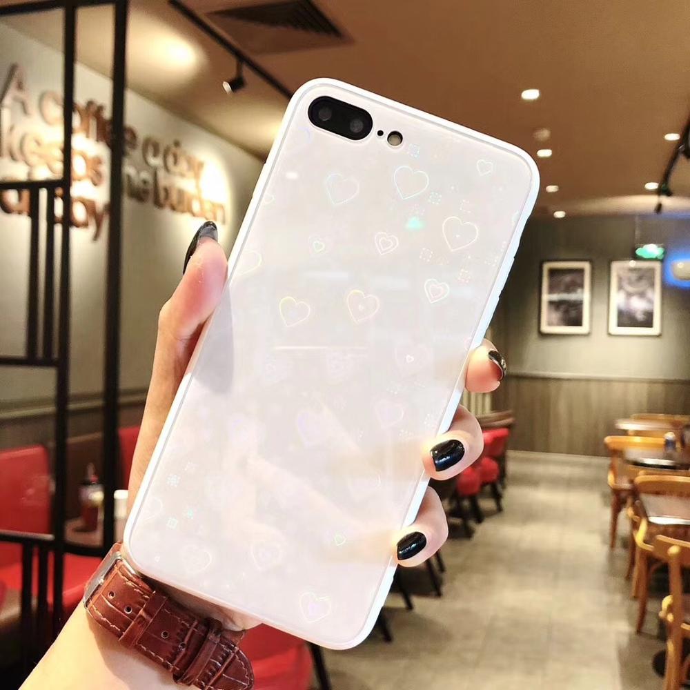 Laser Print Love Heart Holo Case Cover for iPhone X 8 7 6 plus , Phone Case and Accessories