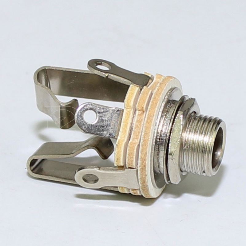 Mono Female 1/4 Inch Jack with Nut and Washer Nickel Finish Guitar Jack