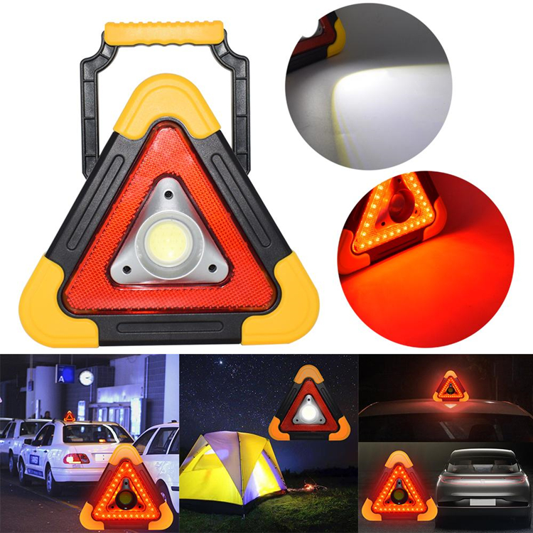 Hot road flare led safety flare COB+30LED solar triangle warning light emergency safe warning light with hook