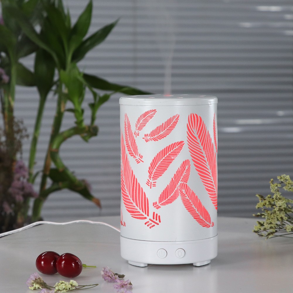 Aromatherapy 100ml Essential Oil Diffuser with Modern Metal & Leaf Design