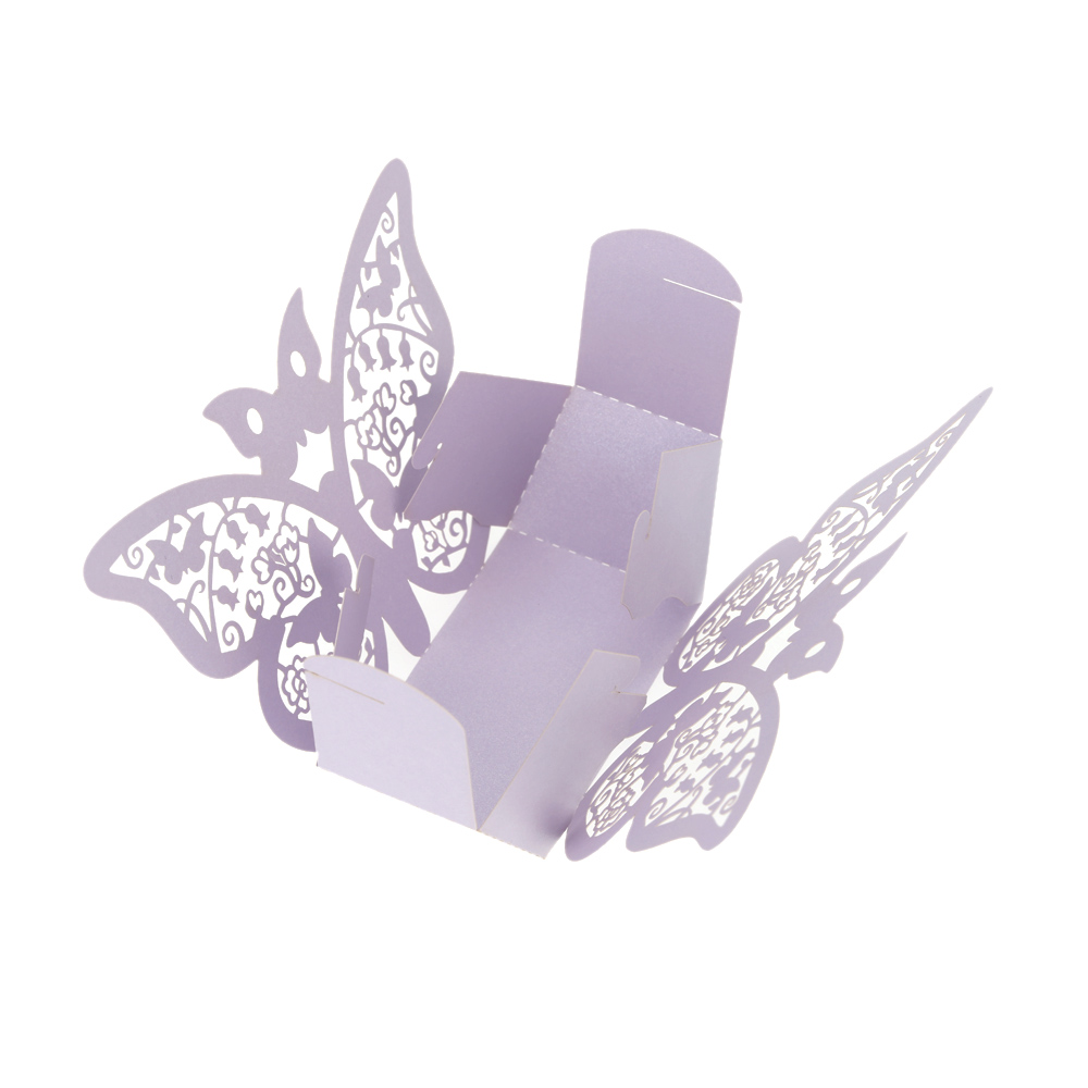 20Pcs Romantic Purple Wedding Favors Decor Butterfly Shaped DIY Candy Cookie Gift Boxes Wedding Party Candy Box