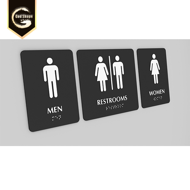 Hot Selling Factory ADA Braille Sign Door Metal Plate Stainless Steel Restroom Toilet Sign Door Office Sign