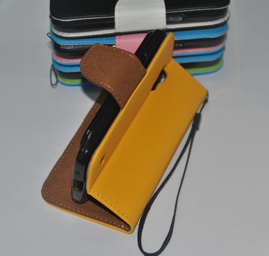 For Samsung Galaxy S5 Mini Cross Grain PU Leather Wallet Pouch Case