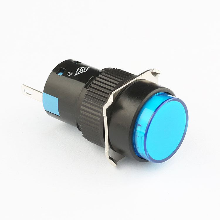 CQC CE IP40 blue latching and momentary 16mm illuminated range hood push button switch