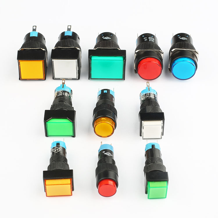 AD16 5Pin Single Pole Self-locking Electrical bi-color Led Push Button Switch