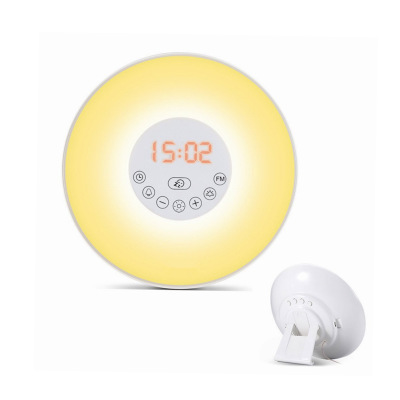 LED  Wake up light  music play clock for desktop Sunrise Alarm Clock - Digital LED Clock with Snooze Function for Heavy Sleepers