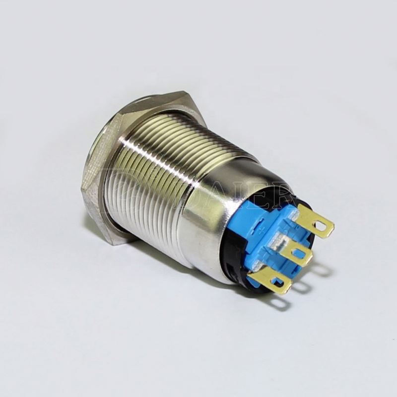 19MM Flat Button Ring Illuminate Waterproof IP67 Metal Momentary OFF Switch