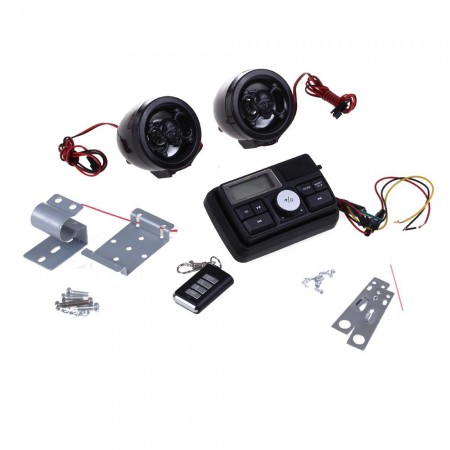 Motorcycle Motorbike Audio System MP3 Speaker Amplifier FM/SD/MMC Black