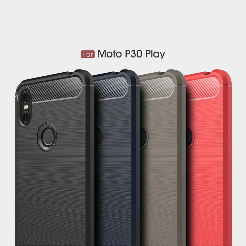 New Arrival Carbon Fiber Tpu case For Motorola moto P30 Play brushed tpu soft cover