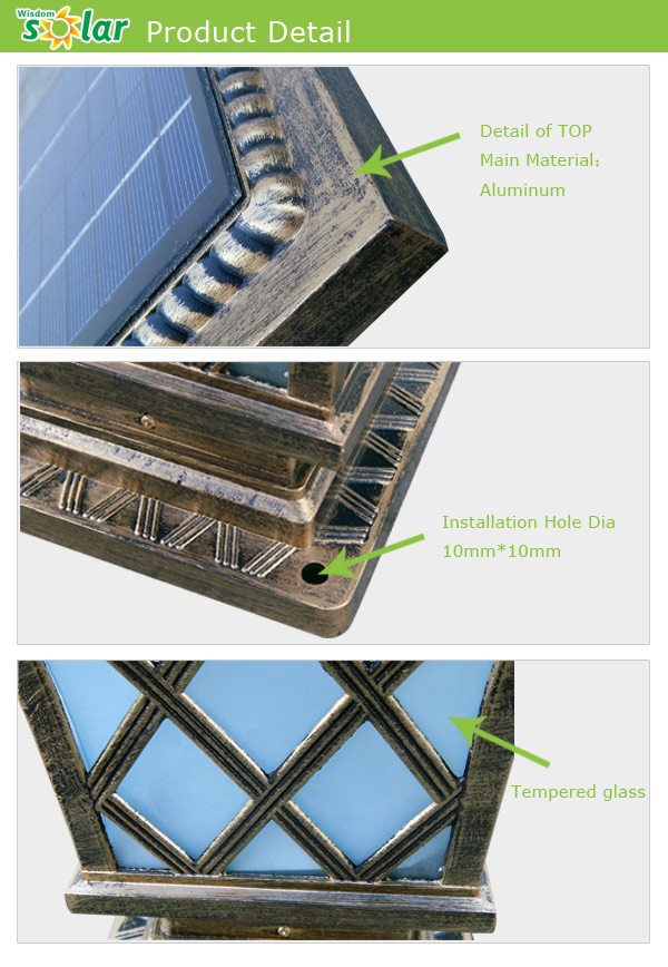 New Wisdomsolar IP65 China CE solar fence post cap,post;patriot light for outdoor lighting(JR-CP12)