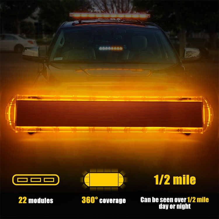 220W 47Inch Truck Light 16 Flashing  Modes LED Top Roof Strobe Light Bar with Mount Base