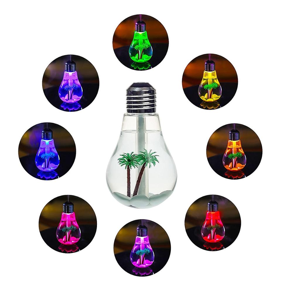 Hidly Bulb Shape Micro-Landscape Air Humidifier with LED Night Light USB Mini Humidifier Kit for Home Office Best Gift