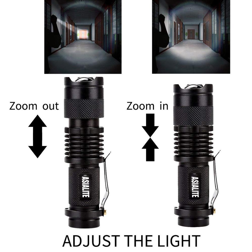 Asialite 5 Pack Mini Flashlights LED Flashlight 300lumens Adjustable Focus Zoomable Light (Black) led flashlight