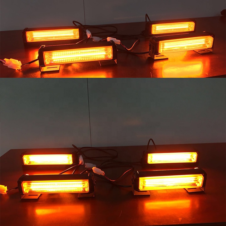 6 Amber White 40W Watts COB LED Emergency Alert Hazard Warning Security Strobe Slim Light Bar Rooftop Interchangeable