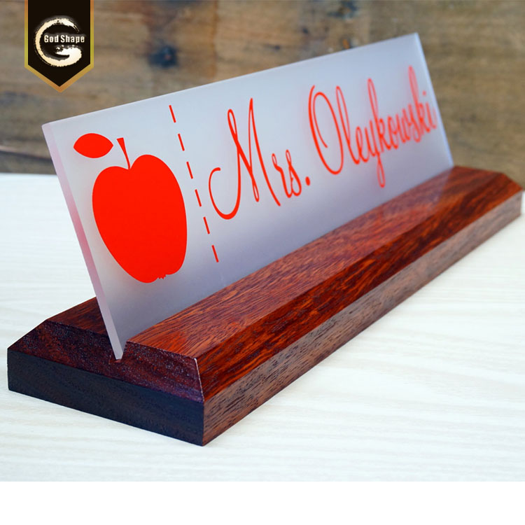 GS factory OEM custom acceptable clear acrylic tabletop display signs office sit spot office sit spot name plate desk sign
