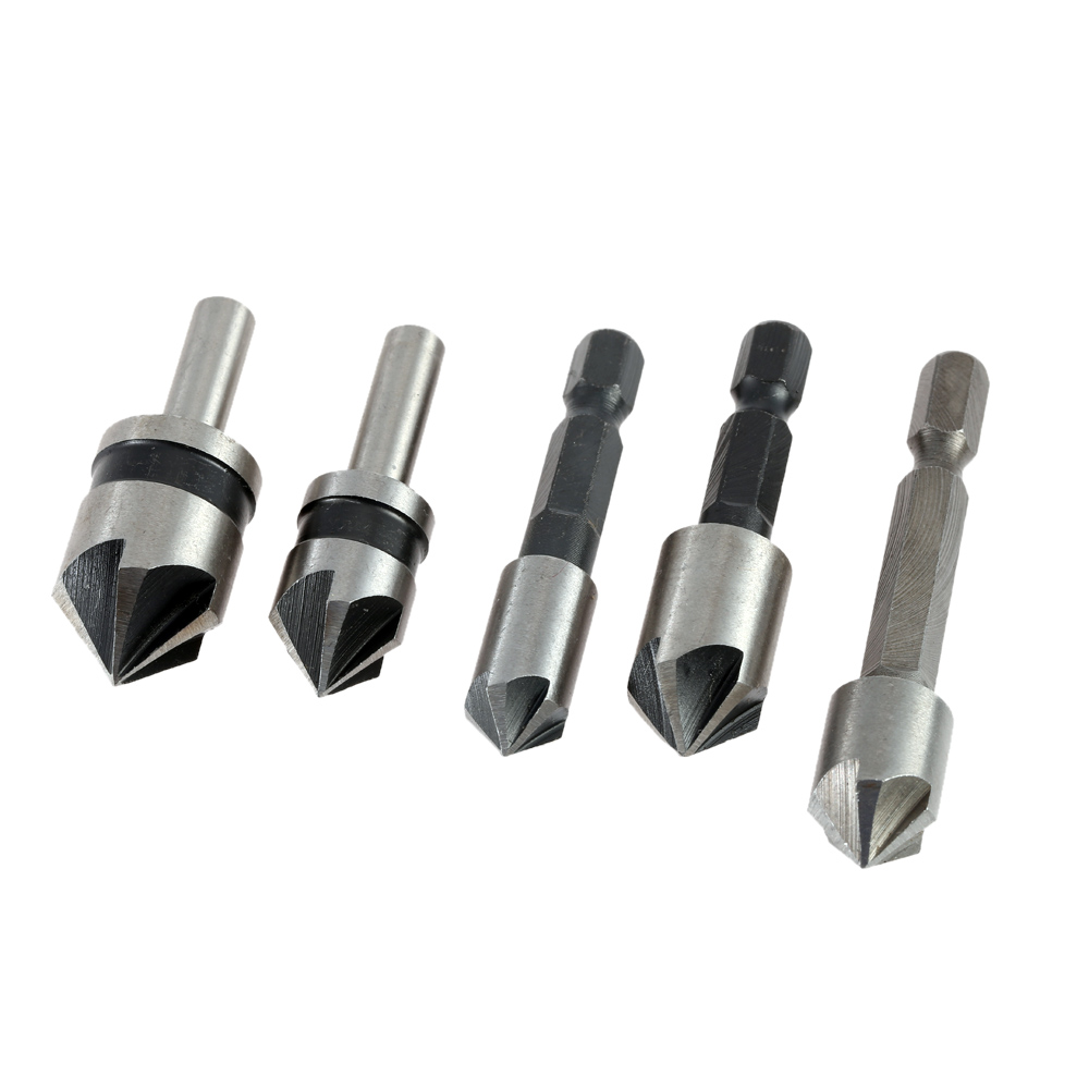 5pcs/set Professional Countersink Drill Set High-speed Steel Quality Deburring Bits Chamfering Tool Chamfering Mixing Pack