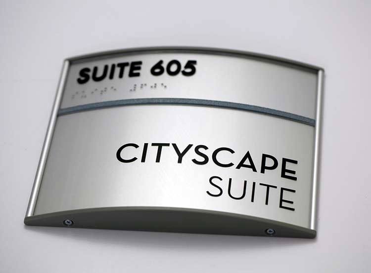 Curved  aluminum alloy sign wall floor wayfinding directional sign building directory floor index indoor sign