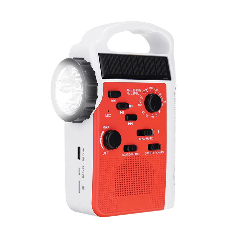 Top Deals AM/FM Bluetooth Solar Hand Crank Dynamo Outdoor Radio With Speaker Emergency Receiver Mobile Power Supply Flashlight