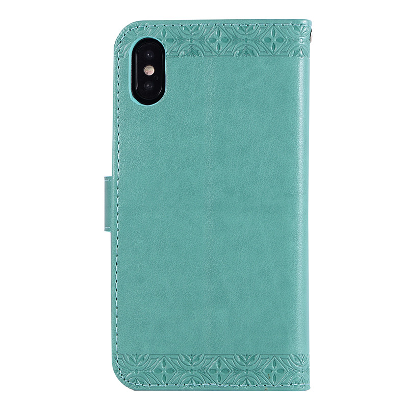 Embossing Flower Wallet Stand Flip Leather Phone Case for iPhone X , Folio Wallet Case for iPhone 8 Plus