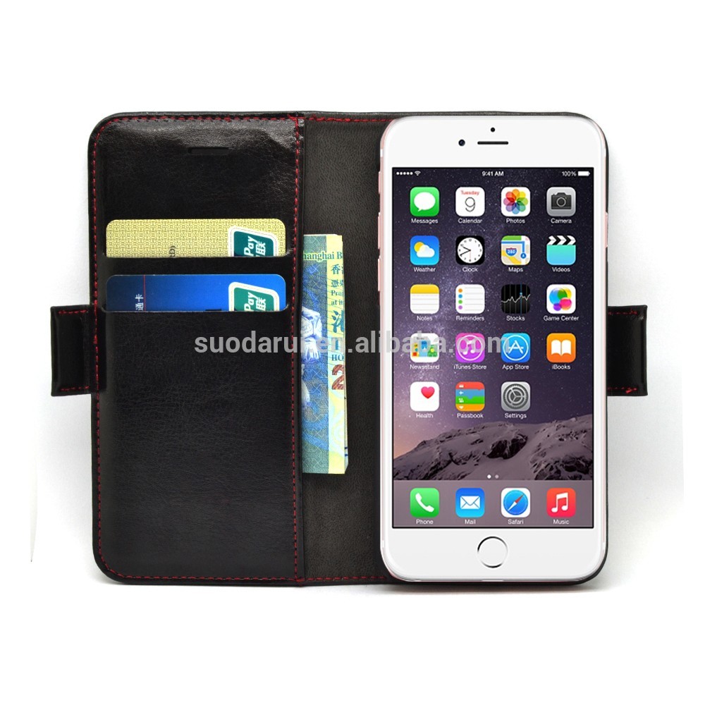 Premium Protective genuine leather case for IPhone 7 bookstyle wallet case for IPhone