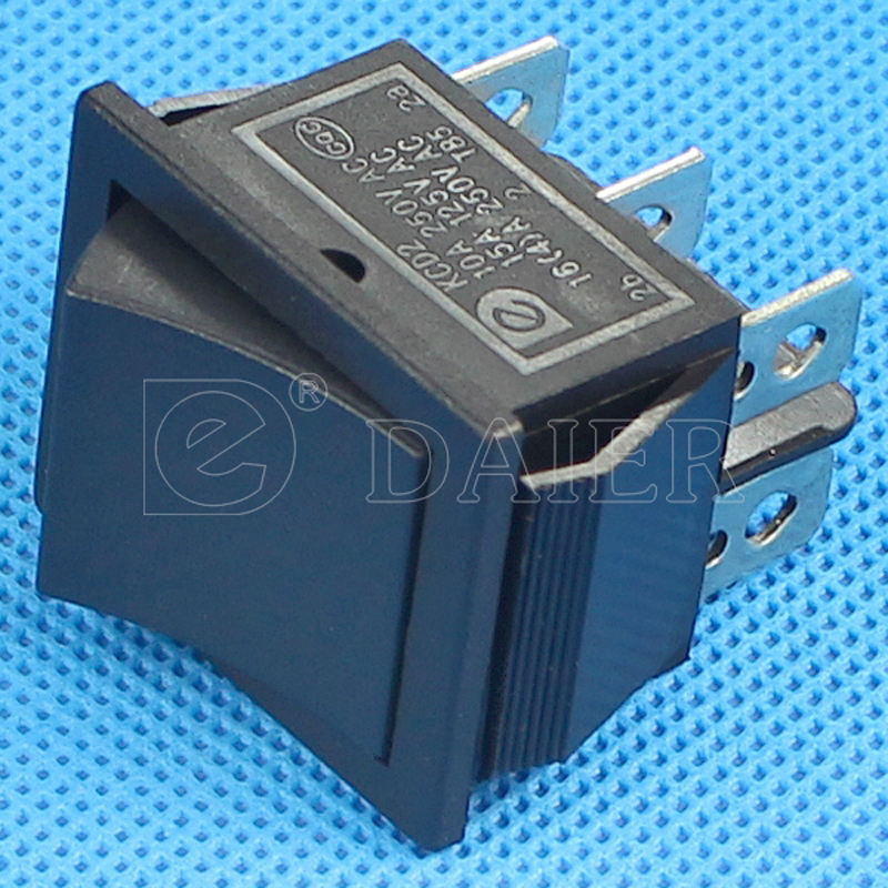 KCD2-202 20A DPDT KCD2 6 Pins Rocker Switch With Solder Terminal