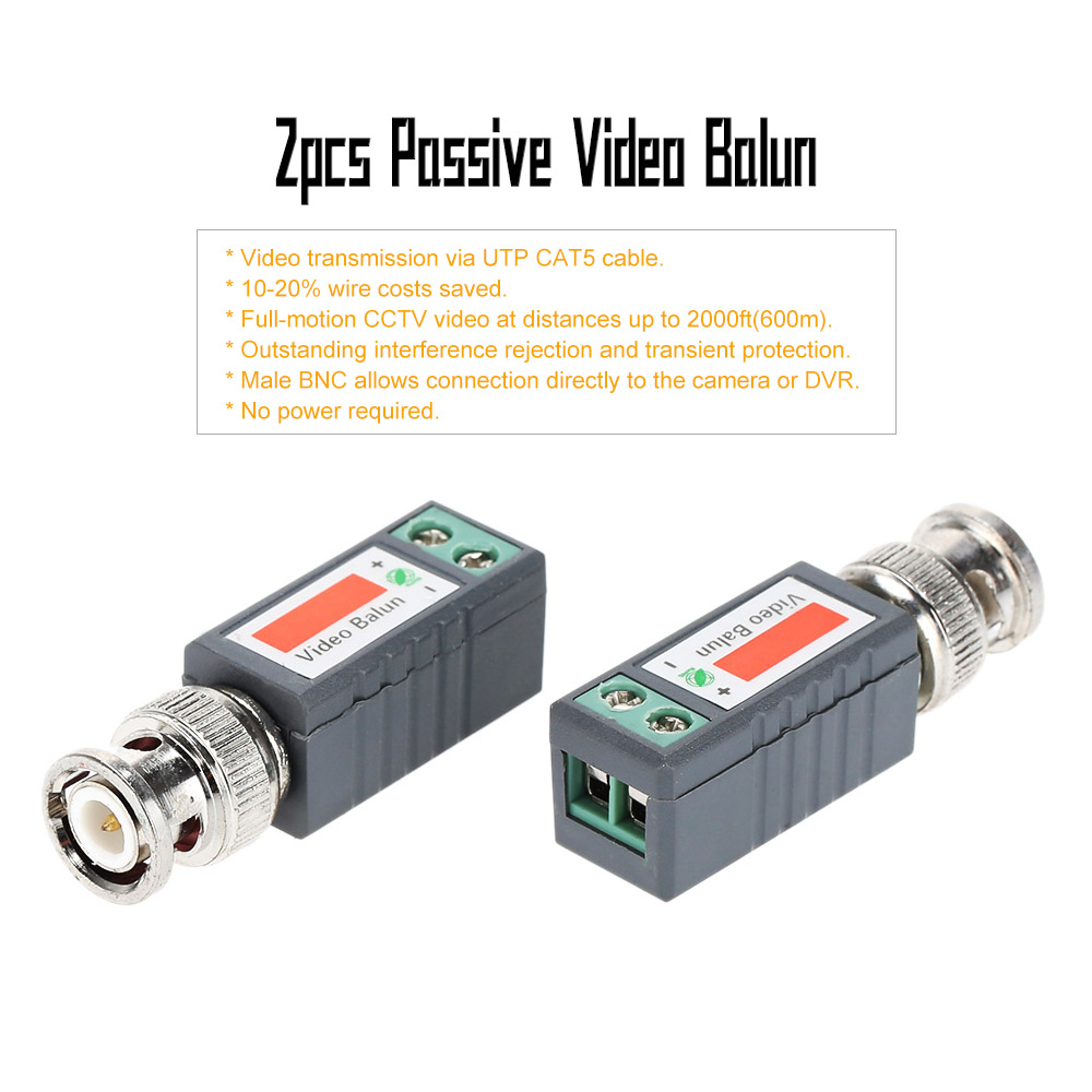 2pcs/set CCTV Video Balun Passive Transceivers 2000ft Distance UTP Balun BNC Cable Cat5 CCTV UTP Video Balun