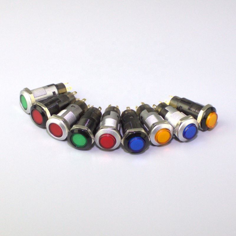 IP67 Mini High Button Push ON OFF 220V Illuminated Pushbutton 12mm