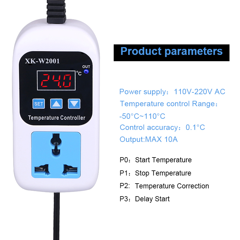 AC 110-220V Digital Thermostat Regulator Heating and Cooling Mode Temperature Controller With Socket + NTC 10K Sensor