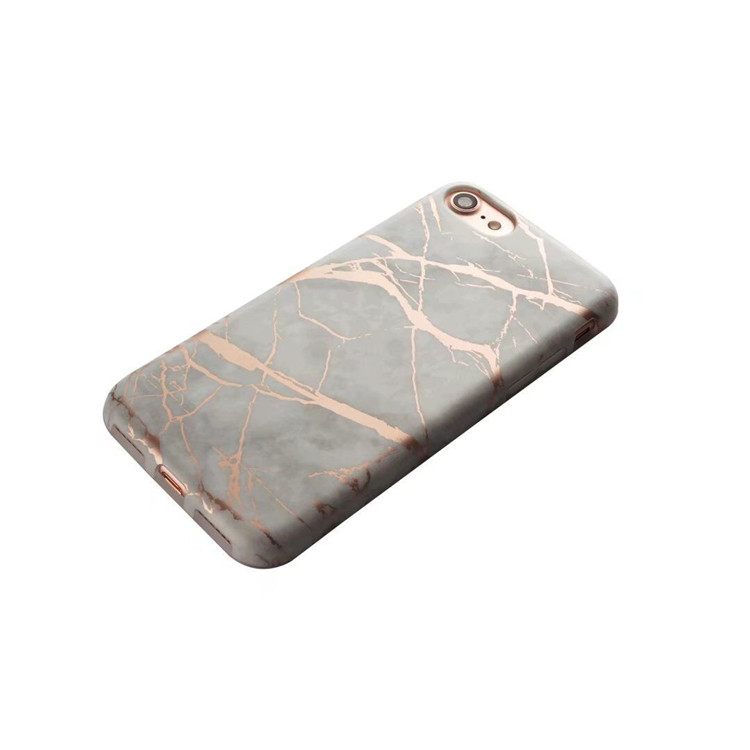 Gilding Gold Blocking TPU Silicon Marble Cell Phone Case for iPhone 7 , for iPhone 8 Marble Case