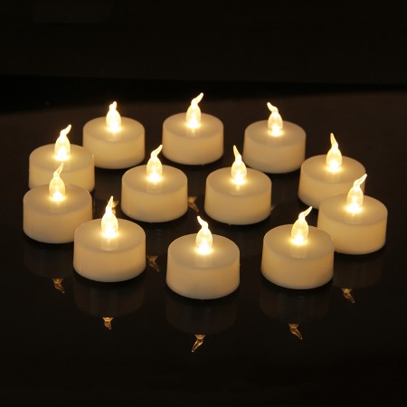 New 12 Flicker Light Flameless LED Tealight Tea Candles Wedding Light Warm White