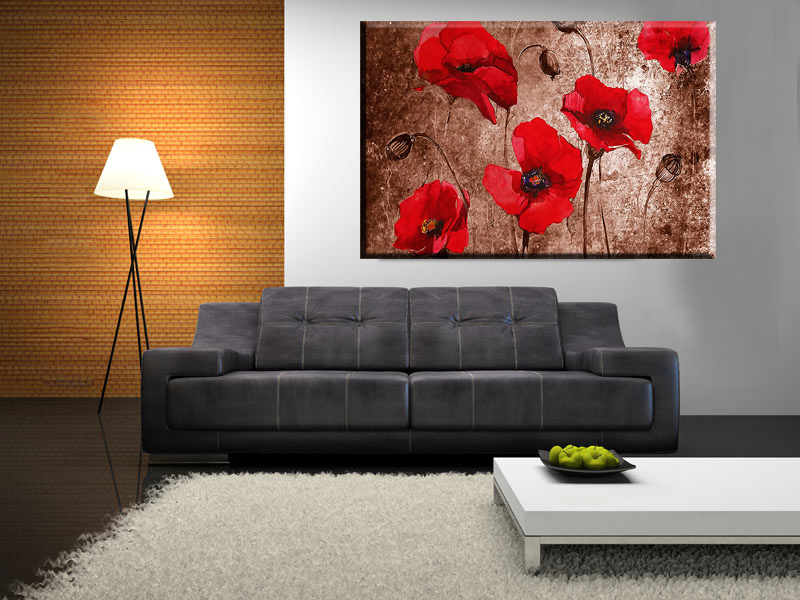 home decoration Poppy flower oil Canvas painting