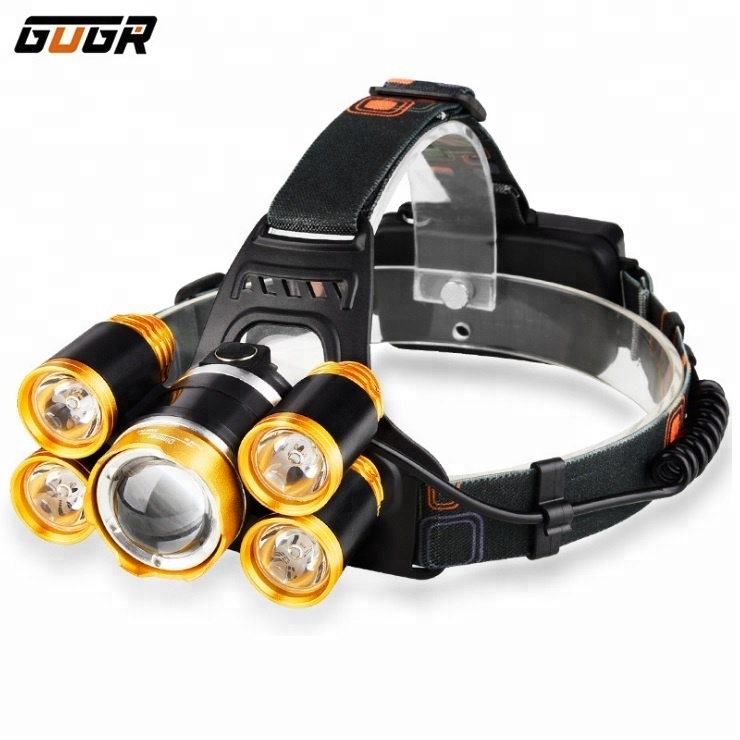 Waterproof Camping Running Zoom Head Lamp Light,XML 5T6 Hunting 18650 Rechargeable High Power Headlamp