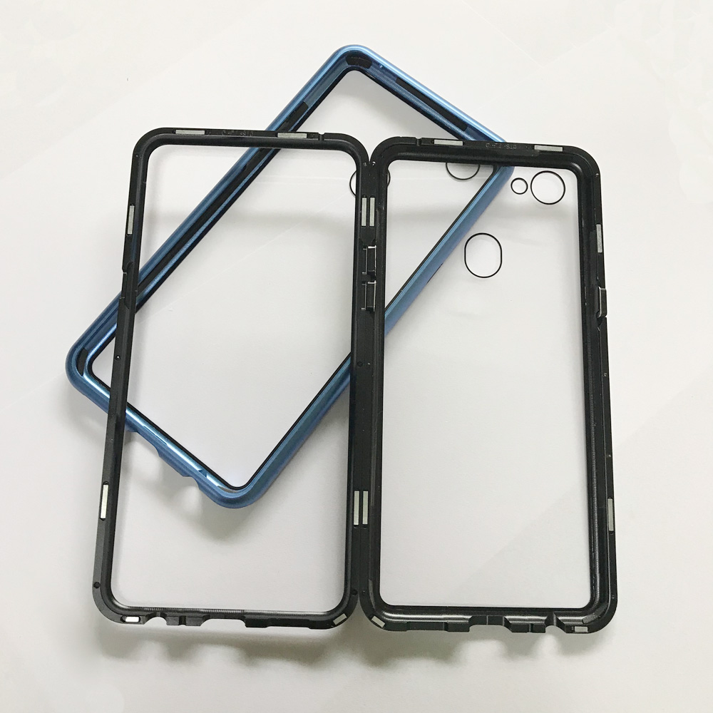 In stock Tempered Glass Magnetic full cover For Oppo F7 flip cell phone Metal case