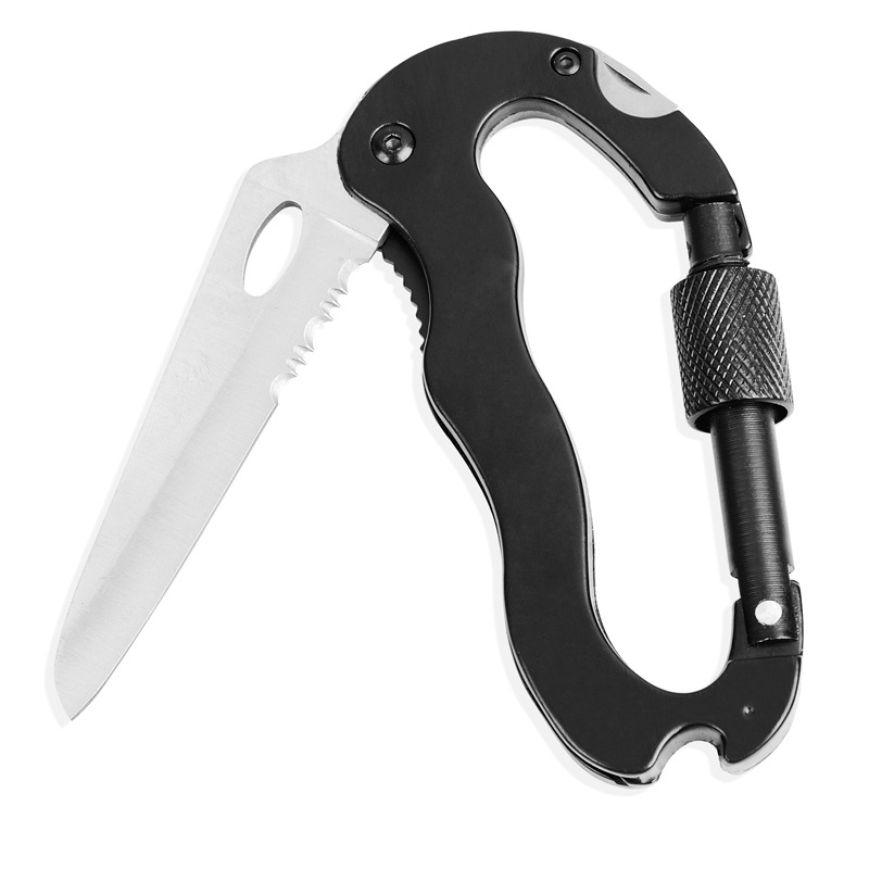 stainless steel pocket knife with carabiner