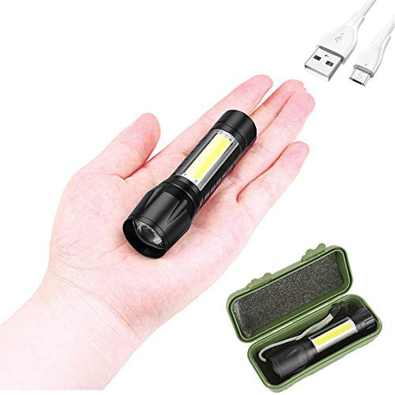 USB Rechargeable Mini COB Flashlight Zoom Portable Promotion Rechargeable Mini LED Torch Flashlight