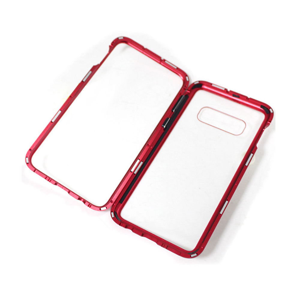 Tempered Glass Magnetic full case For Samsung galaxy A7 2018 Metal frame flip phone cover