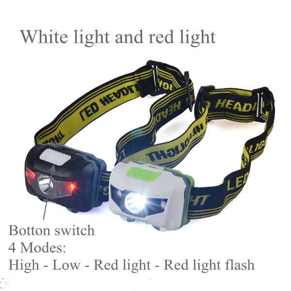 Red and White Light LED Headlamp LED Motion Sensor Head Flashlight