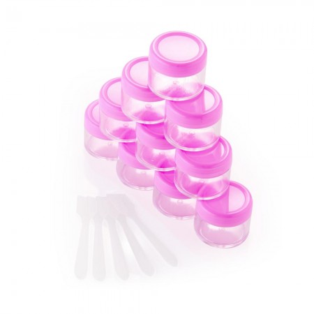 10 Pink Lid Plastic Empty Makeup Cosmetic Cream Jar Pot Bottle Container Model 1