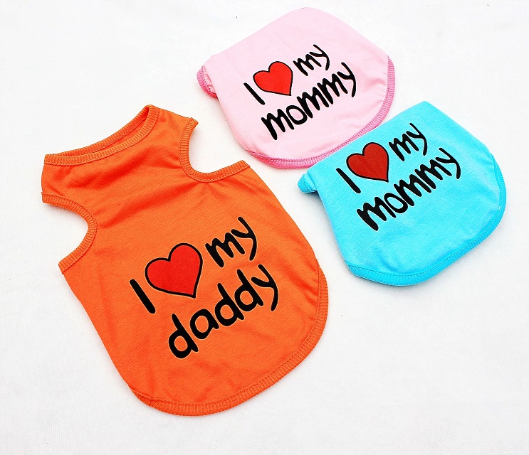 New pet clothes dog vest I love mommy and daddy