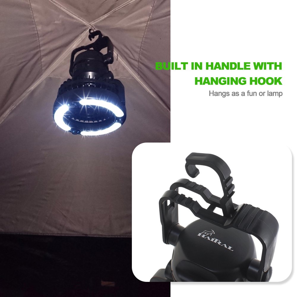 2 in 1 Tent Camping Light and Ceiling Fan with 18 Super Bright LED Light Portable Hiking Outdoor Camping Fan Lantner Light