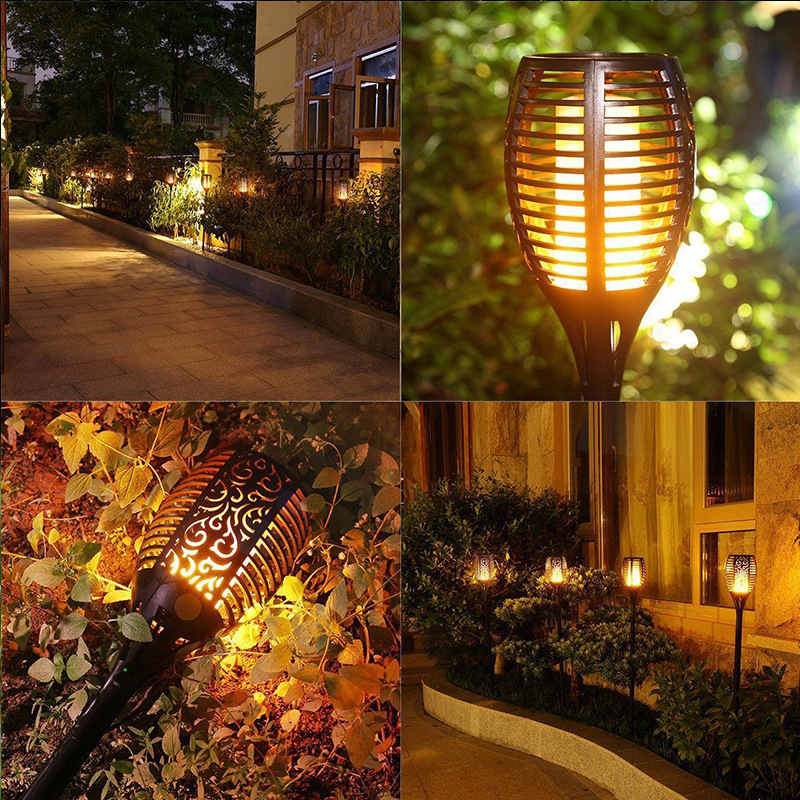 96 LEDs Super Bright Solar Waterproof Outdoor Garden Motion Sensor Flame Lawn Lamp Torch Light