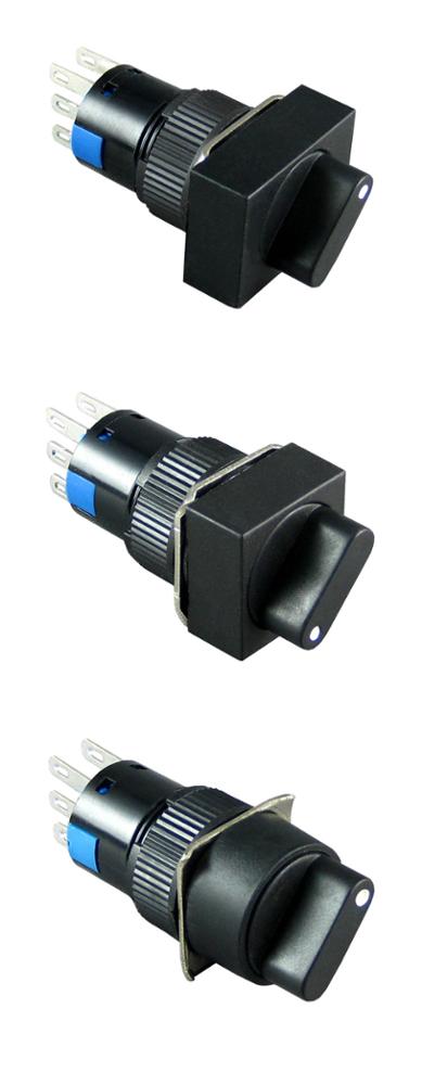 free samples 2 position  16mm 3A 250v  black plastic Self-locking  rotary switch