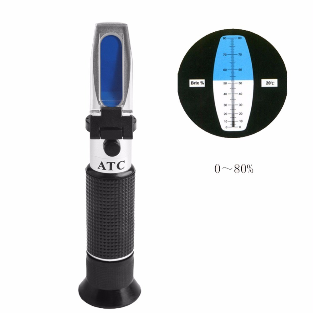 1pcs Cheaper China Supplier Handheld portable refractometer 0-80% refractometer brix ATC aluminum